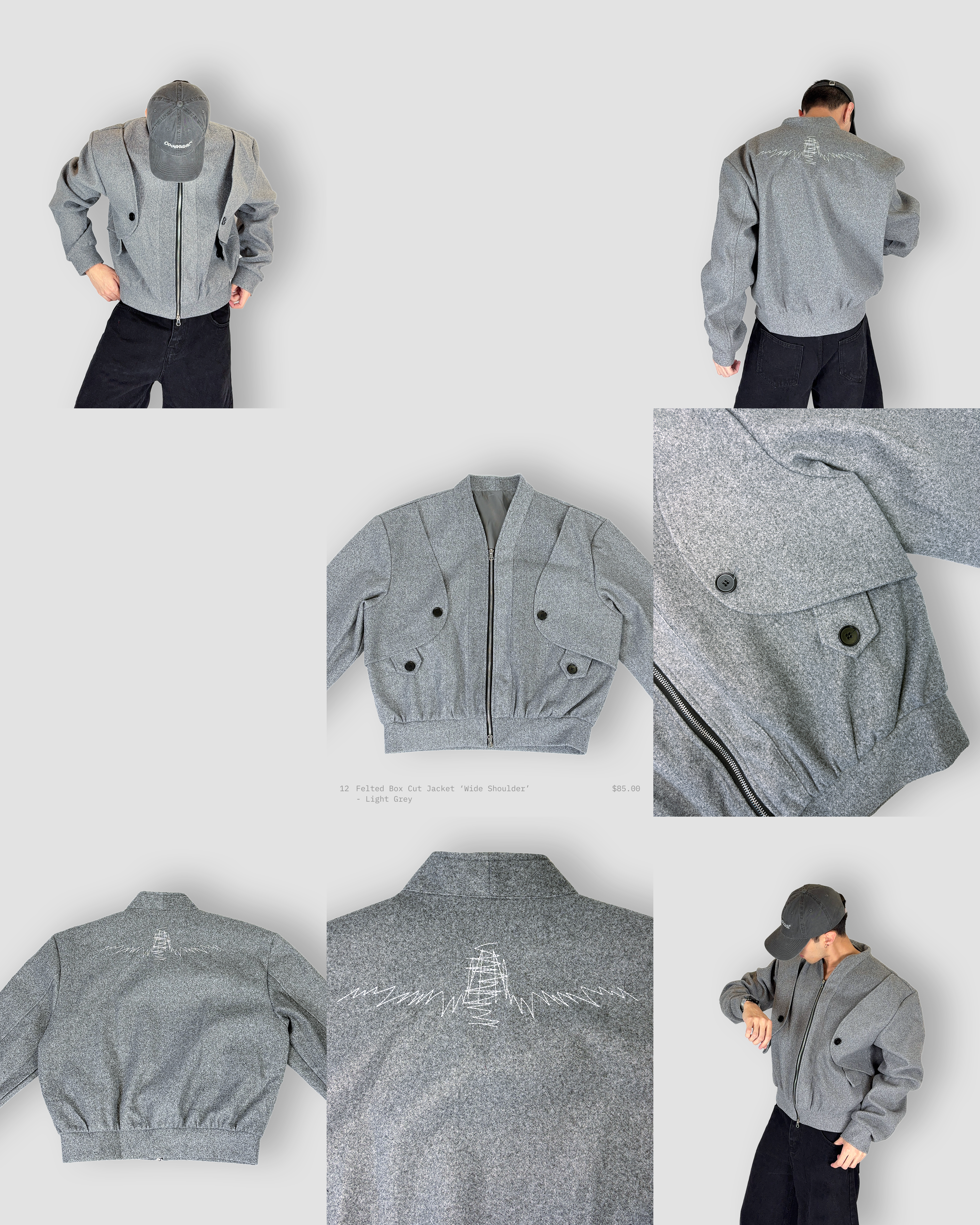 Felted Box Cut Jacket ‘Wide Shoulder’ - Light Grey