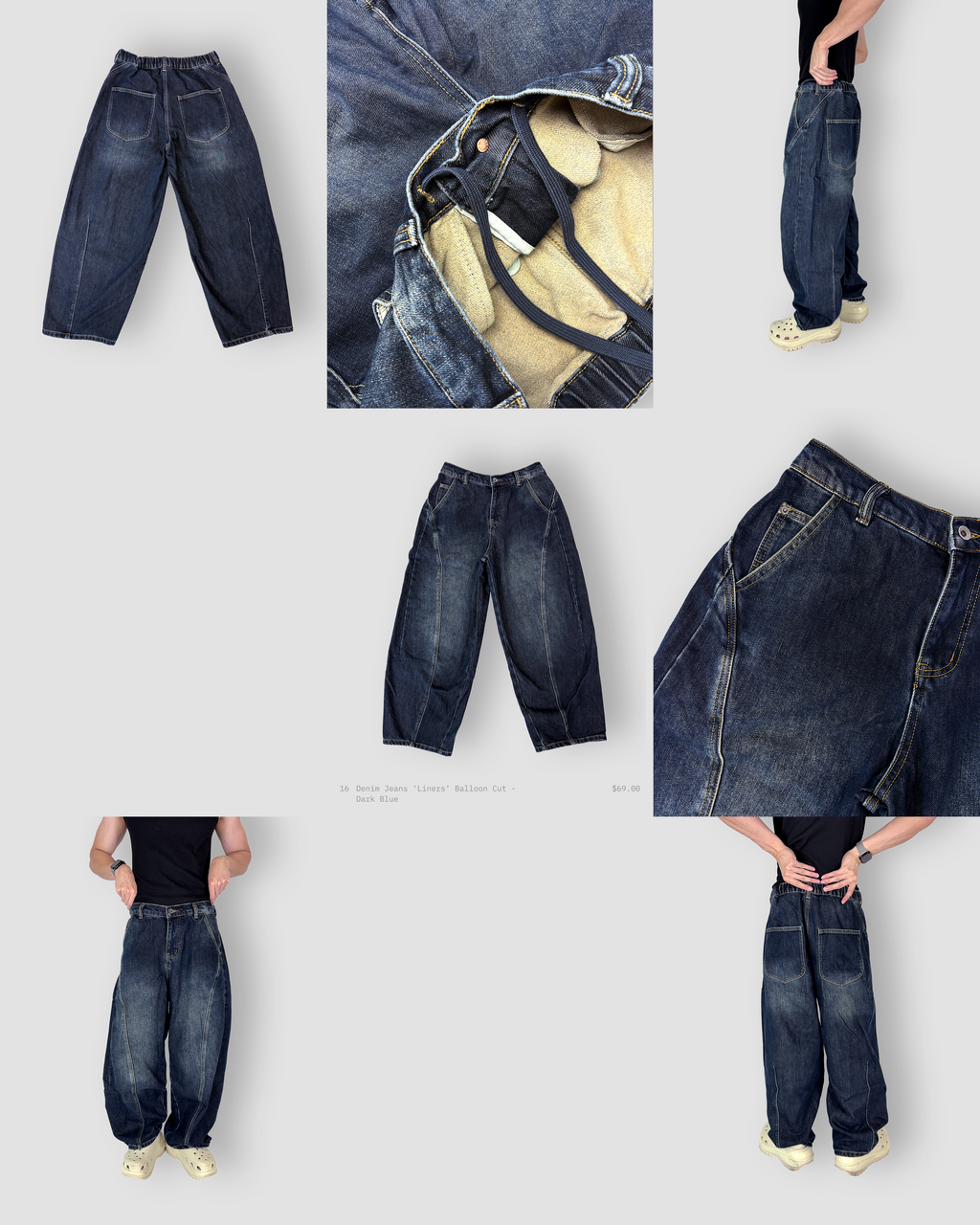 Denim Jeans ‘Liners’ Balloon Cut - Dark Blue