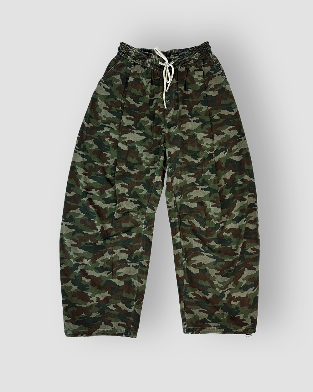 Camouflage Oversized Drawstring Pants - Forest Green