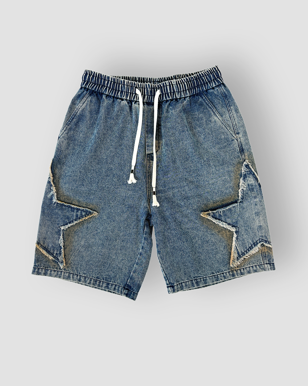 Jean Shorts Drawstring Jorts ‘Stars’ - Denim Wash