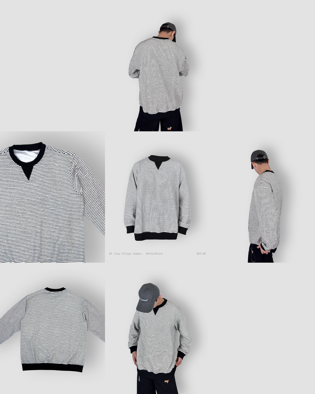 Cozy Stripe Jumper - White/Black