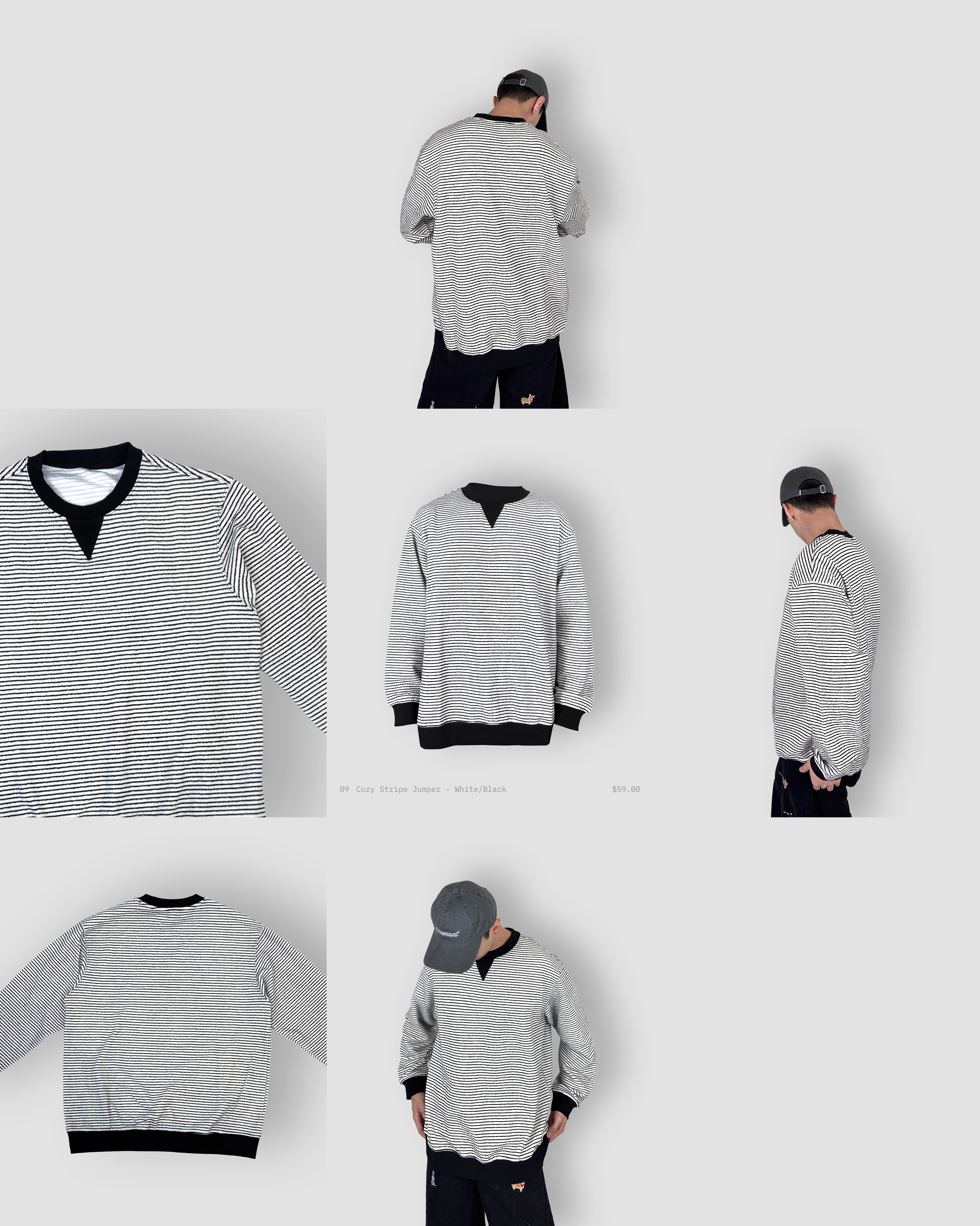 Cozy Stripe Jumper - White/Black