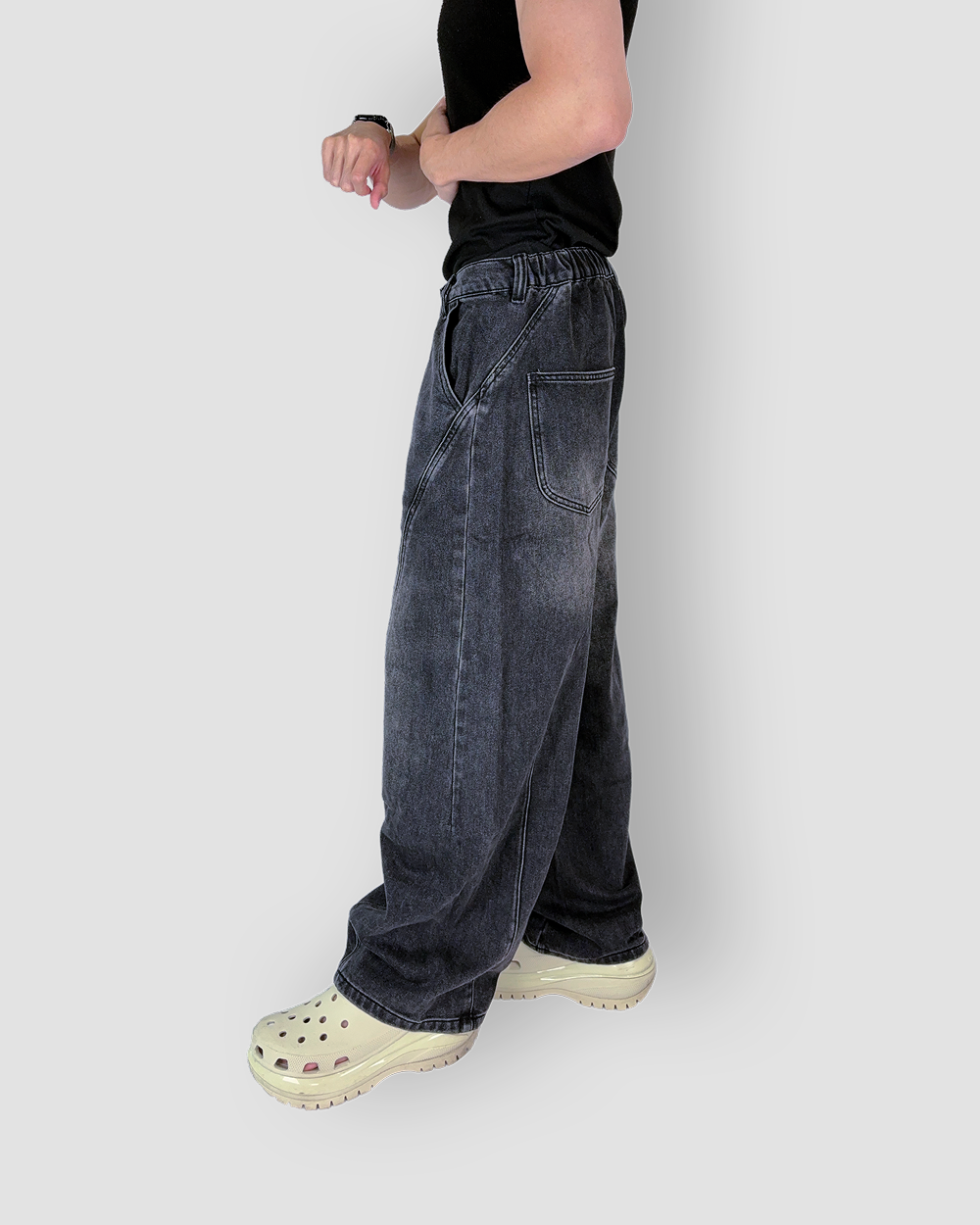 Denim Jeans ‘Liners’ Balloon Cut - Dark/Black