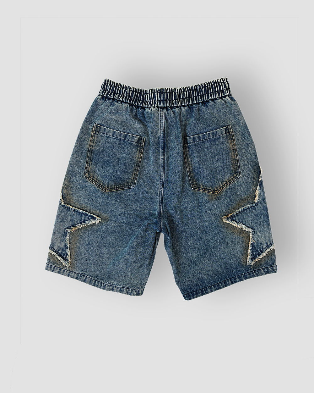 Jean Shorts Drawstring Jorts ‘Stars’ - Denim Wash