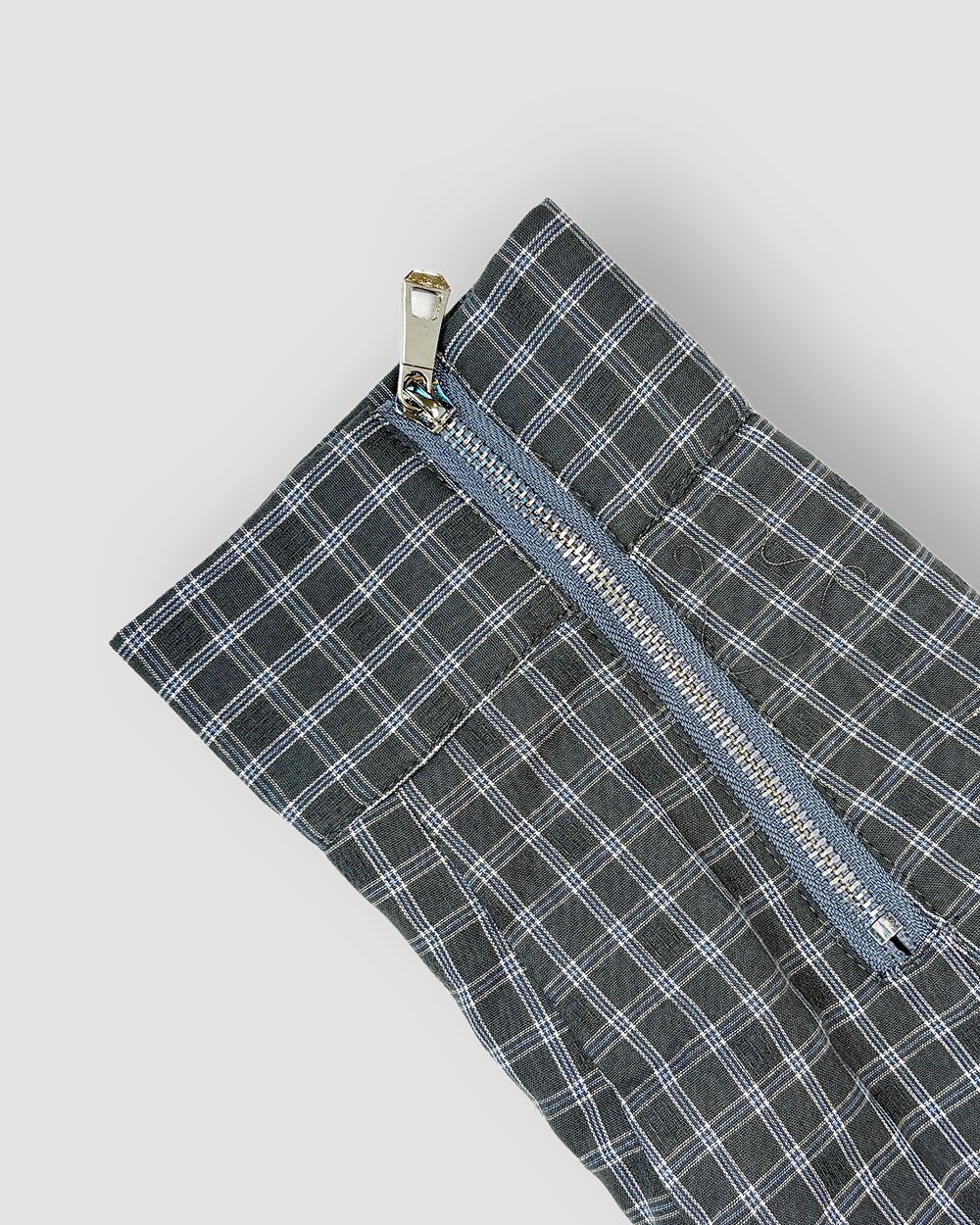 Checkered Box Cut Jacket with Strap - Mid Dark Grey