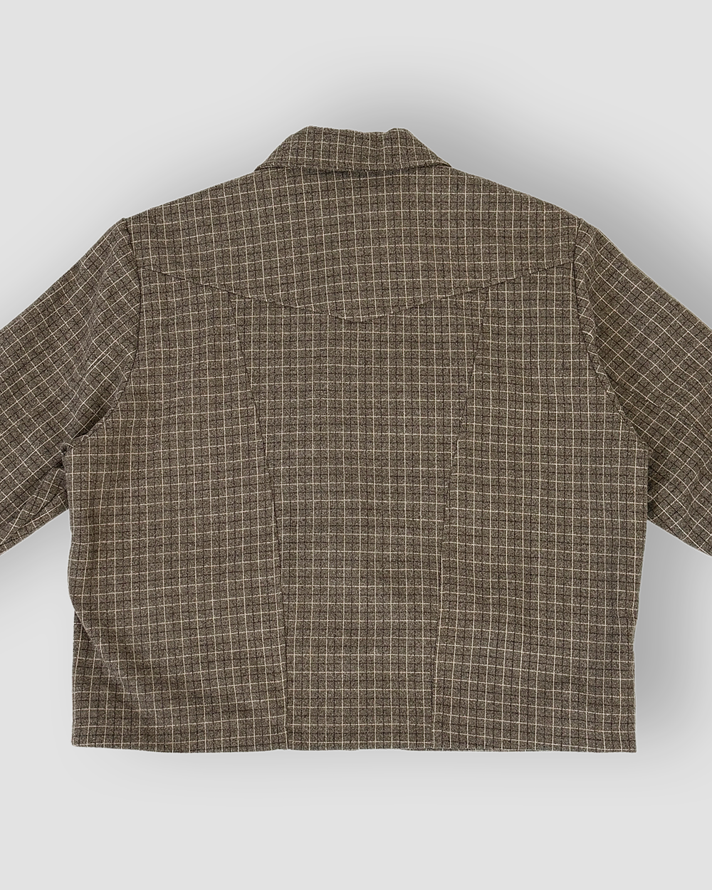Cozy Box Cut Outerwear ‘Layered’ Checkered Jacket - Brown