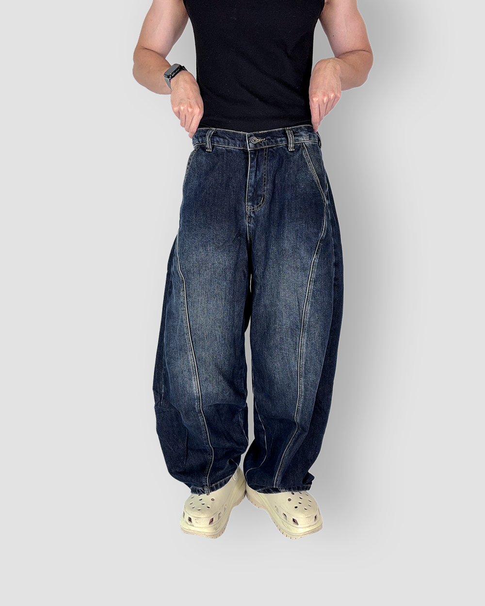 Denim Jeans ‘Liners’ Balloon Cut - Dark Blue