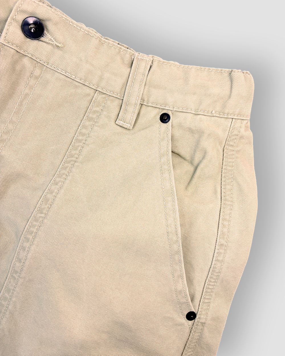 Baggy Cargo Pants with Inner Drawstring - Cream