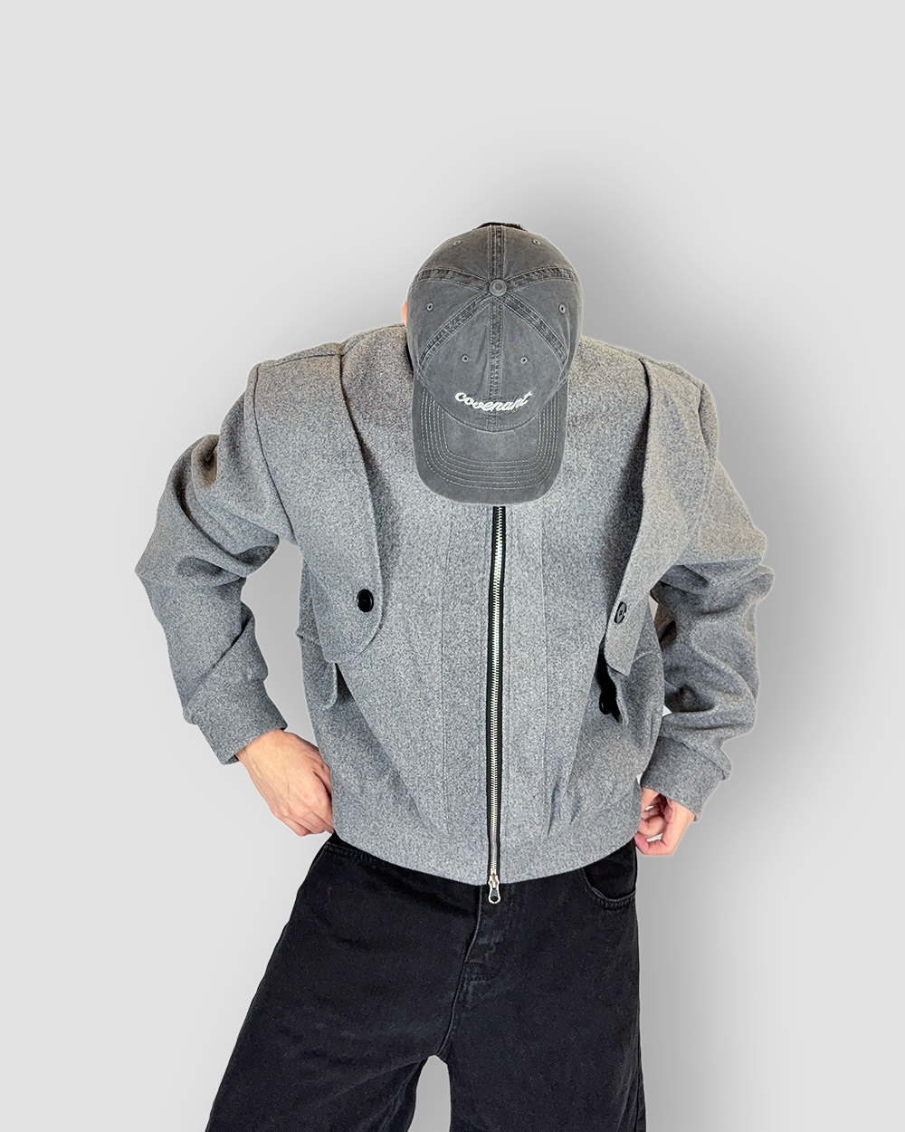 Felted Box Cut Jacket ‘Wide Shoulder’ - Light Grey