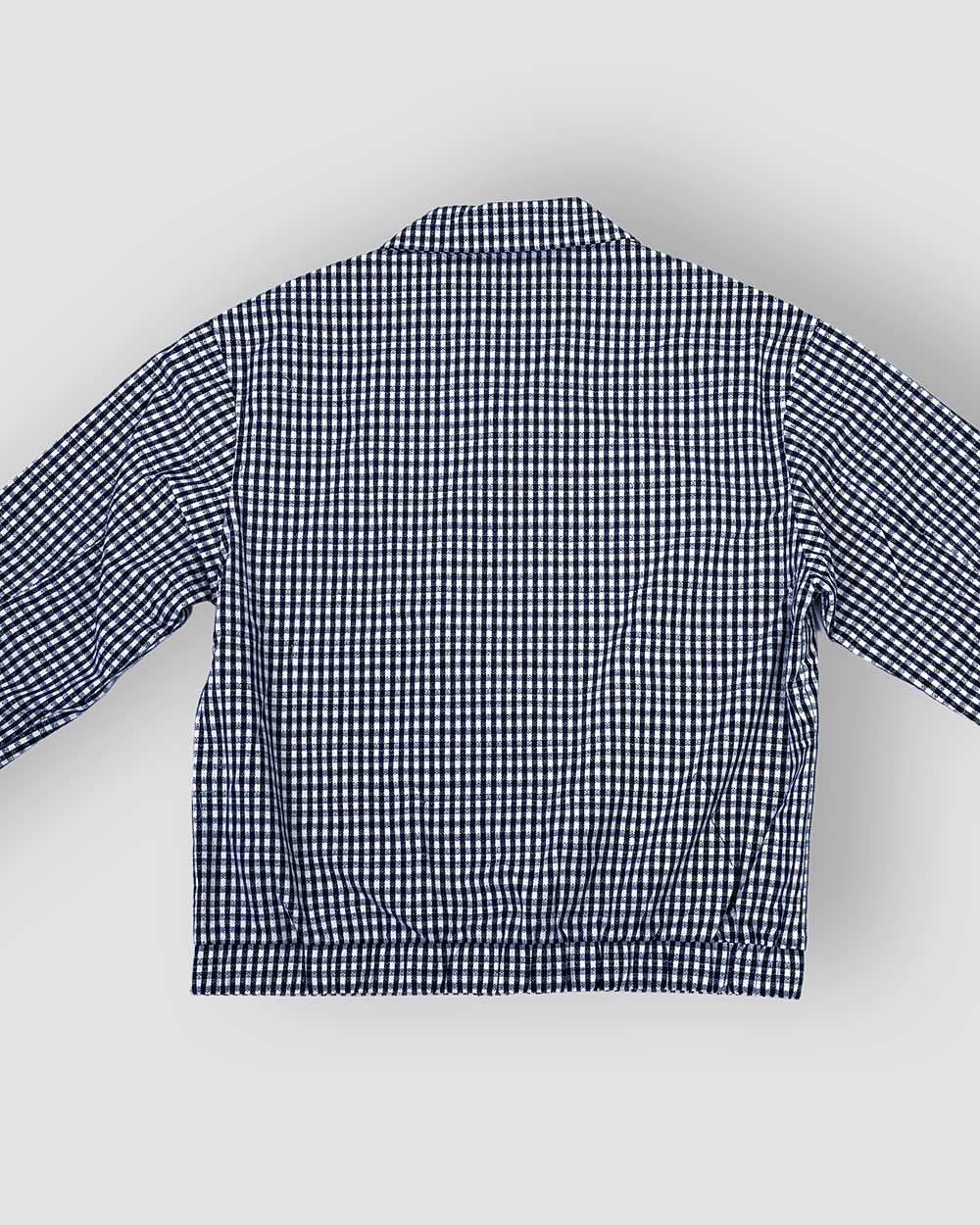 Box Cut Outerwear Checkered Jacket - Dark Blue/White