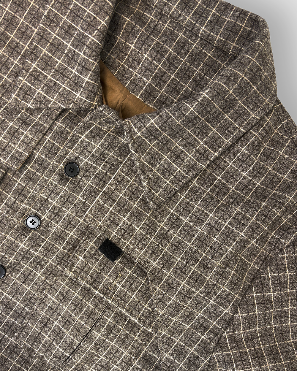 Cozy Box Cut Outerwear ‘Layered’ Checkered Jacket - Brown