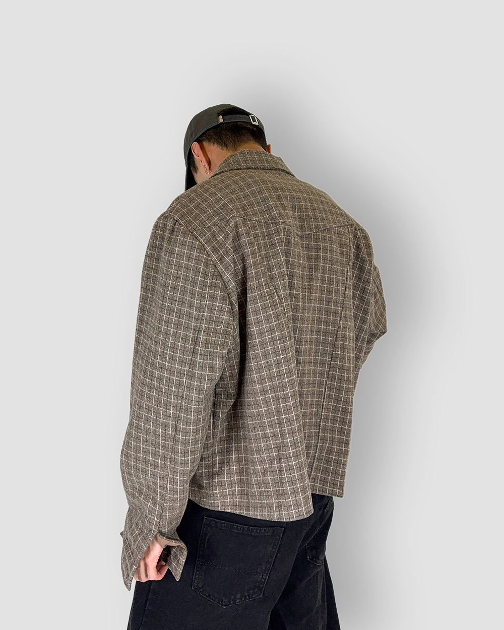 Cozy Box Cut Outerwear ‘Layered’ Checkered Jacket - Brown