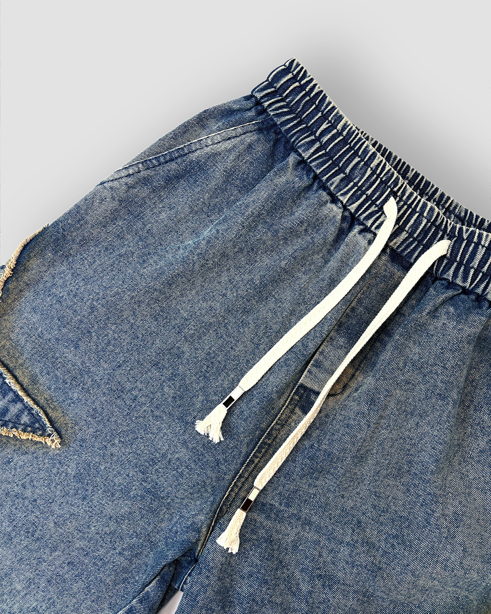 Jean Shorts Drawstring Jorts ‘Stars’ - Denim Wash