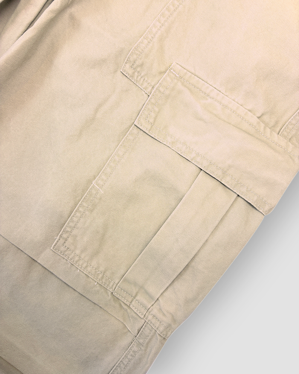 Baggy Cargo Pants with Inner Drawstring - Cream