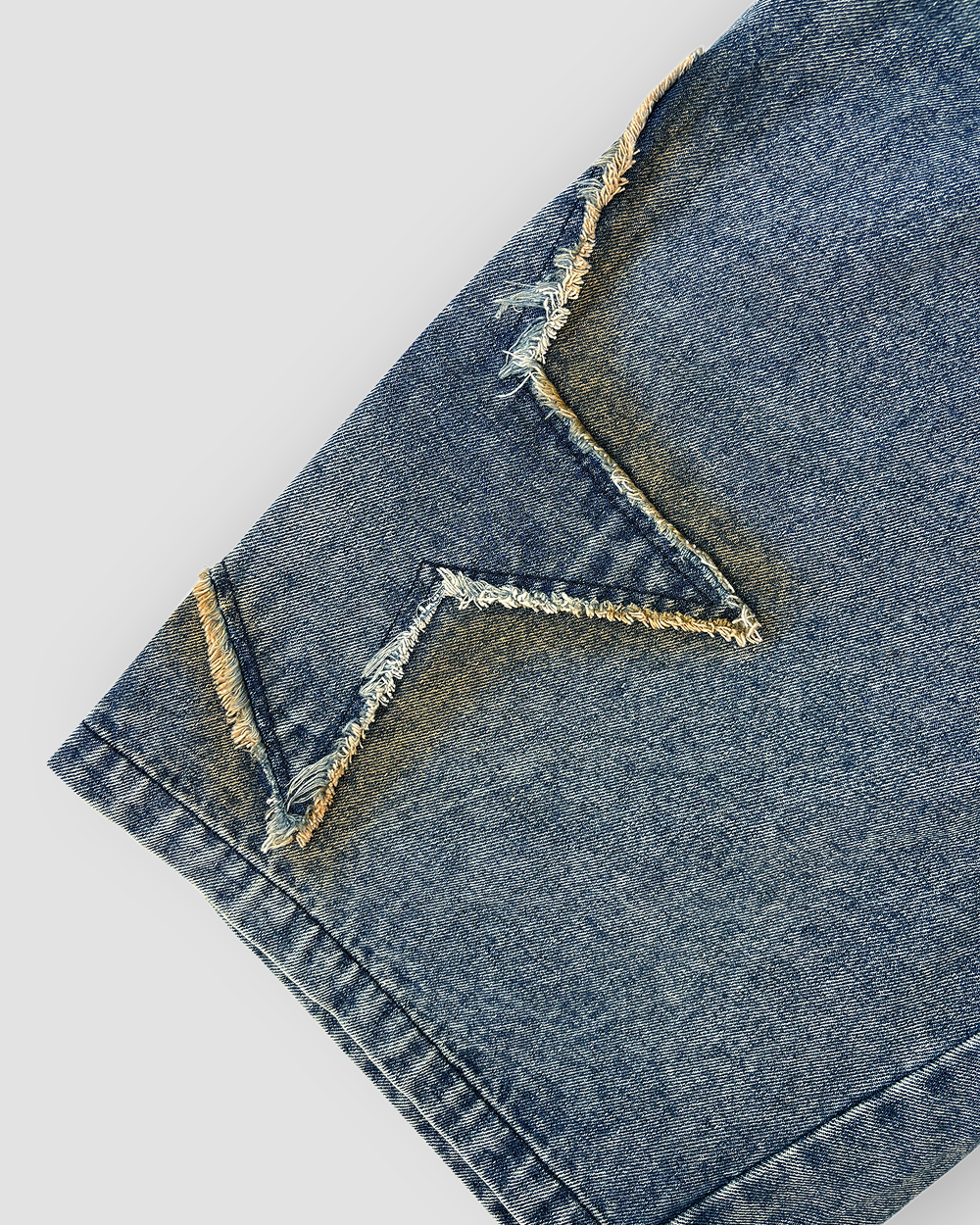 Jean Shorts Drawstring Jorts ‘Stars’ - Denim Wash