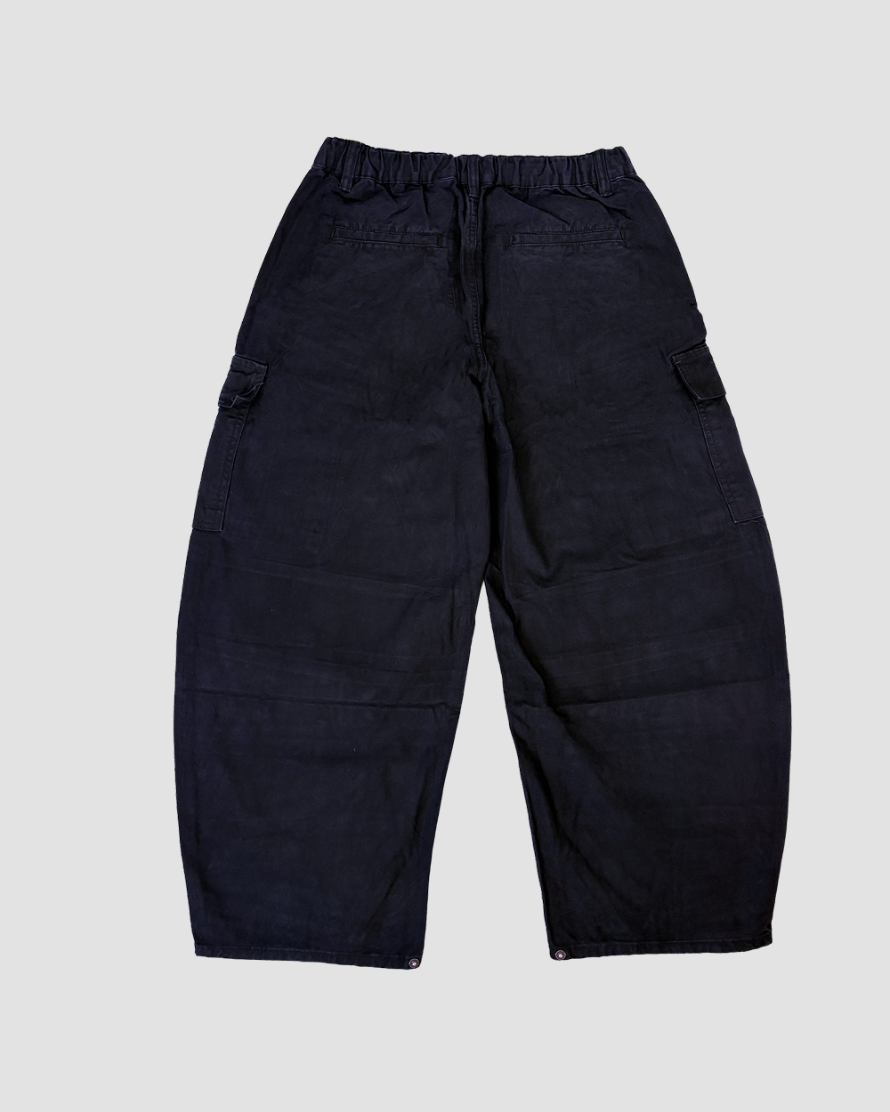 Baggy Cargo Pants with Inner Drawstring - Black